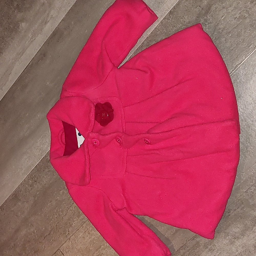 Cherokee Toddler Girls Coat – Red with Flower Accent, Size 18M